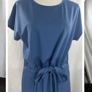 Piper and Scoot knee length tie waist dress in denim blue - size medium